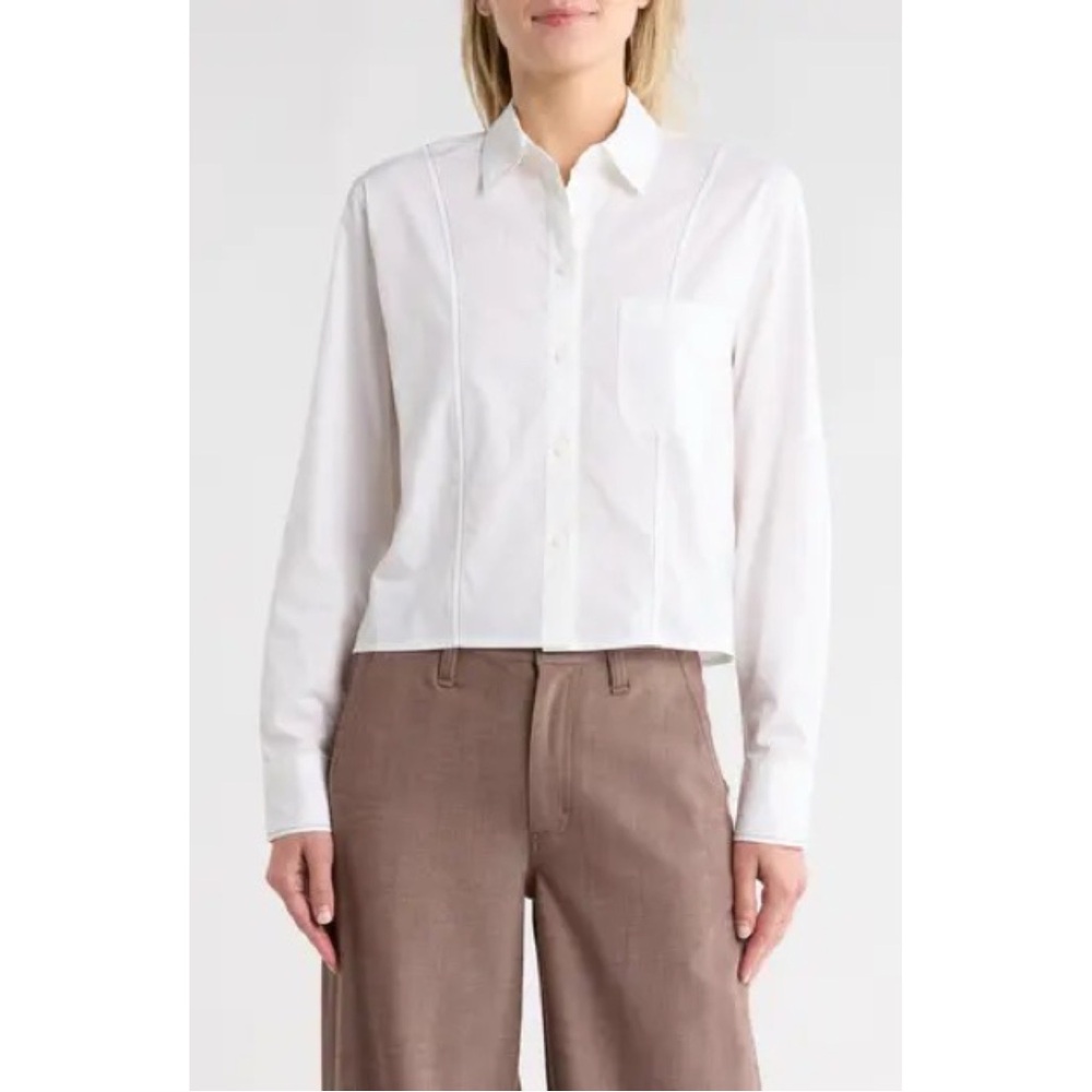 NWT Rag & Bone Cropped Button Down White Shirt size Small